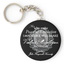 JFK on Peaceful or Violent Revolution Keychains
