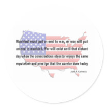 JFK Peace Quote Round Sticker