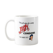 Jiffy Brand Condom Gear! mugs