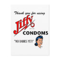 Jiffy Brand Condom Gear! postcards by RudeDude Jiffy Brand Condom Gear! postcards