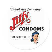 Jiffy Brand Condom Gear! stickers