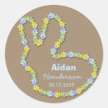 Jigsaw Bunny Baby Boy Gift Favor Label Sticker