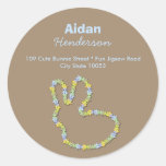 Jigsaw Bunny Boy Custom Address Label Sticker