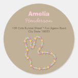 Jigsaw Bunny Girl Custom Address Label Sticker