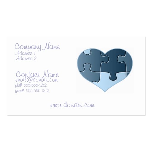 Jigsaw Heart Business Card (front side)