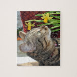 Jigsaw Puzzle: Cat and Daffodils Jigsaw Puzzle: Cat and Daffodils