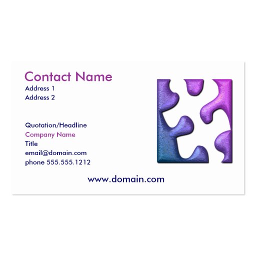 Jigsaw Puzzle Cutout Business Card (front side)