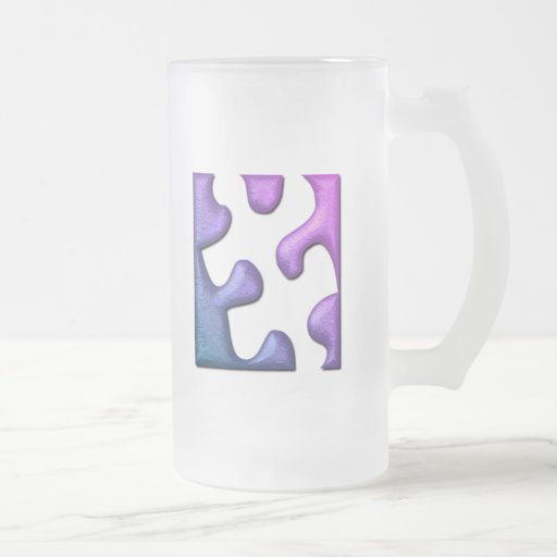 Jigsaw Puzzle Piece Frosted Beer Mug