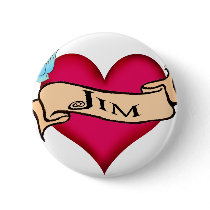Jim - Custom Heart Tattoo T-shirts & Gifts buttons