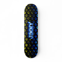Jimmy skateboard blue fire and flames design