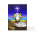 Jingle Bell Lamb & Baby Jesus greeting card