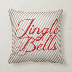 Jingle Bells on Gray Diagonal Holiday Pillow