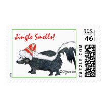 Jingle Smells Cartoon Skunk postage by zooogle Jingle Smells Cartoon Skunk postage