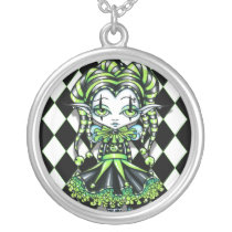 Jinxy Harlequin Green Jester Pixie Necklace