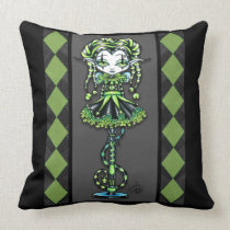 Jinxy Harlequin Green Jester Pixie Pillow pillows