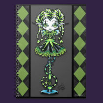 Jinxy Pixie Stick Green Jester Fairy Notebook notebooks