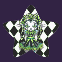Jinxy Pixie Stick Green Jester Fairy Star Sticker stickers