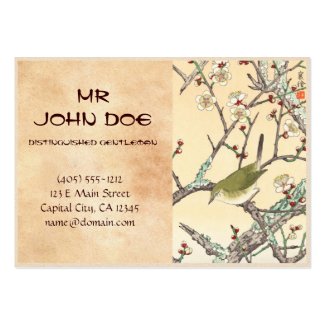 Jo Bird on Plum Branch shin hanga japanese art Business Card Templates