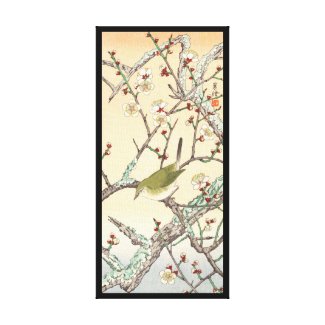Jo Bird on Plum Branch shin hanga japanese art Canvas Print