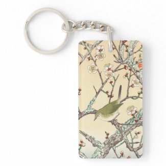 Jo Bird on Plum Branch shin hanga japanese art Rectangular Acrylic Keychains