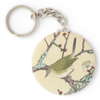 Jo Bird on Plum Branch shin hanga japanese art Key Chain