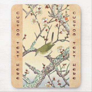 Jo Bird on Plum Branch shin hanga japanese art Mousepad