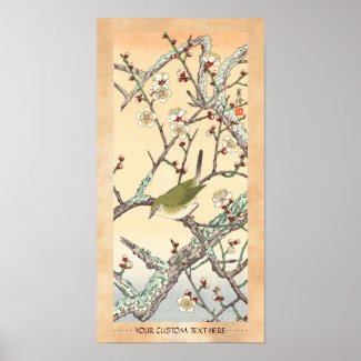Jo Bird on Plum Branch shin hanga japanese art Poster