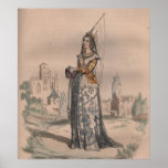 Joan of Arc Medieval French fashion costume Poster