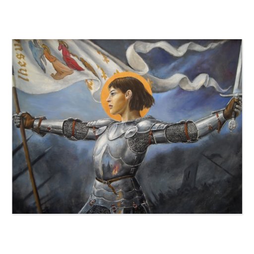 Joan of Arc with banner Postcard Zazzle