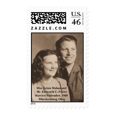 Joann and Ellsworth Porter wedding portrait Postage Stamp by JohnLionheart