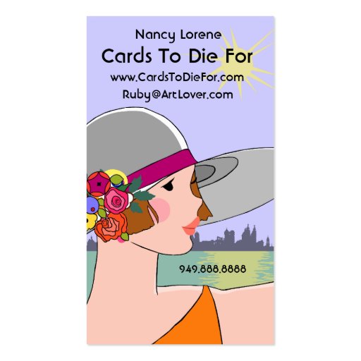 Joanne in Orange & Lavender - Business Cards (front side)