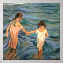 Joaquín Sorolla y Bastida Children in the Sea Poster