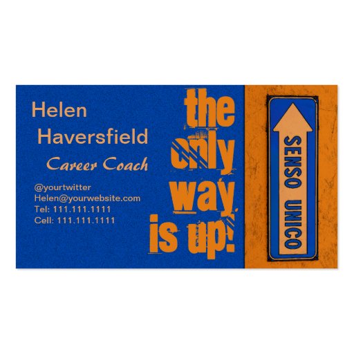 Job Career Coach / Motivational Trainer Urban Chic Business Card Templates (front side)