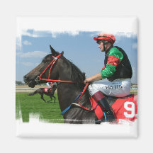 Jockey and Horse Square Magnet