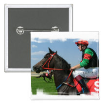 Jockey and Horse Square Pin