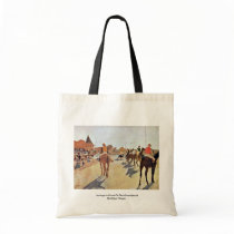 Jockeys In Front Of The Grandstand By Edgar Degas Tote Bag