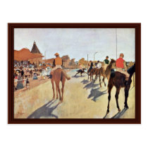 Jockeys In Front Of The Grandstand By Edgar Degas postcards