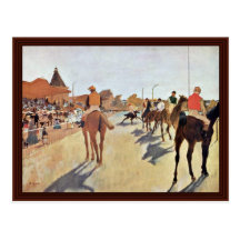 Jockeys In Front Of The Grandstand By Edgar Degas Post Cards