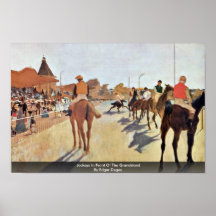 Jockeys In Front Of The Grandstand By Edgar Degas Print