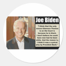 Joe Biden on Clarence Thomas Round Stickers