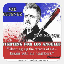 Joe Estévez para alcalde Stickers Calcomanías Cuadradases