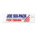 Joe Six-Pack for Obama 2008 bumper stickers