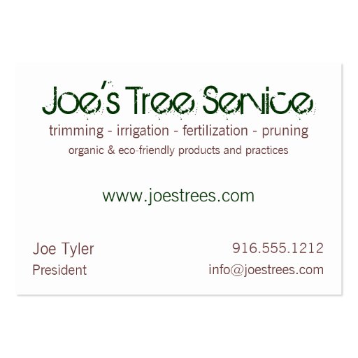 Joe's Tree Service Card Business Card Template (back side)