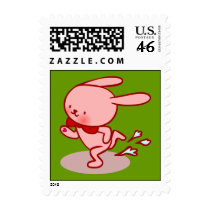 Jogging Bunny Doodle Art Postage stamps