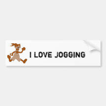 Jogging Cartoon Rabbit Bumper Stickers