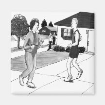 Jogging Woman and Man Magnets
