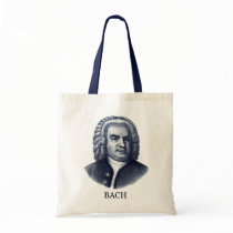 Johann Sebastian Bach, blue Tote Bags