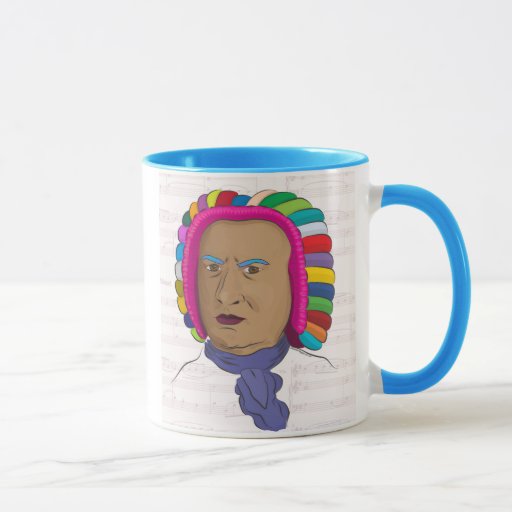 Johann Sebastian Bach in Vibrant Color Wig Pop Art Mug ...