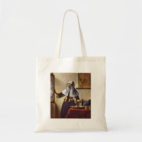 Johannes Vermeer - Young woman with a water jug at Tote Bags