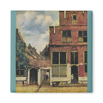 Johannes Vermeer's Street in Delft (circa 1660) Magnets